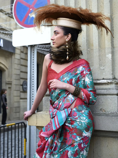 Adorable Multi Color Digital Printed Festival Wear Saree With Blouse